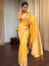 Tuscan Yellow Meenakari Cotton Silk Saree