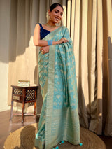 French Green Banarasi Uppada Silk Saree