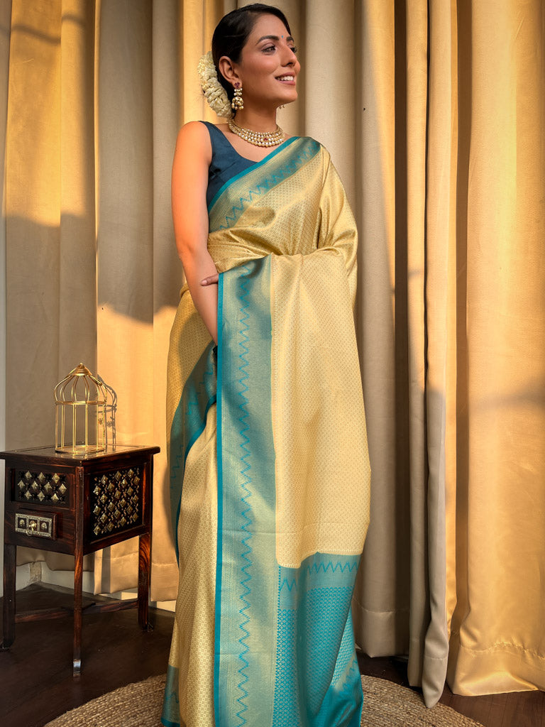 Buttermilk Kanjeevaram Silk Saree