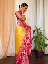 Mustard Rani Hand Dyed Banarasi Silk Saree