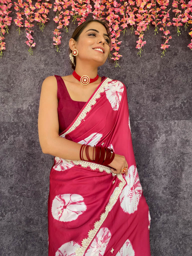 Sangria Magenta Mulberry Silk Saree