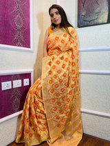 Pastel Orange Georgette Bandhej Saree