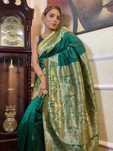 Peacock Green Banarasi Silk Saree