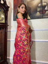 Queen Pink Katan Silk Patola Saree