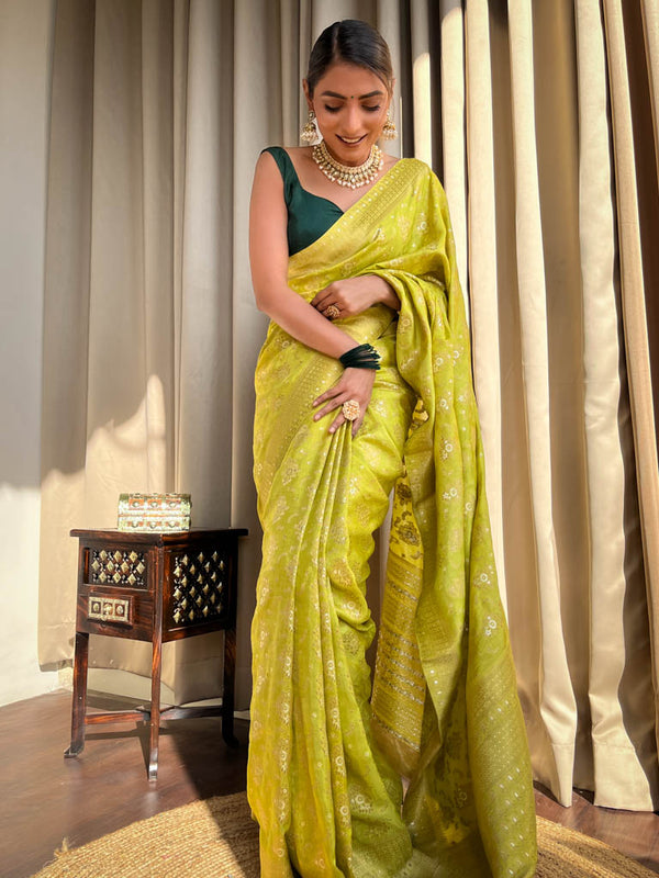 Baby Mehendi Banarasi Uppada Silk Saree