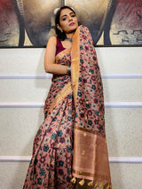 Garnet Brown Uppada Cotton Silk Saree