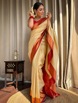 Off White Kanjeevaram Silk Saree