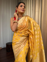 Tuscan Yellow Meenakari Cotton Silk Saree
