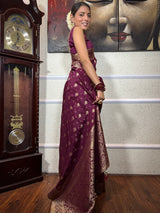 Plum Wine Banarasi Uppada Silk Saree