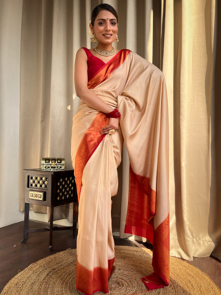 Off White Kanjeevaram Silk Saree