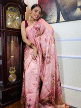 Rogue Pink Designer Banarasi Silk Saree