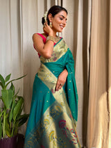 Turquoise Blue Paithani Silk Saree