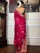 Queen Pink Banarasi Uppada Silk Saree