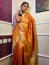 Mustard Yellow Banarasi Silk Ghatchola Saree