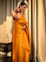 Medallion Golden Yellow Kanjeevaram Silk Saree