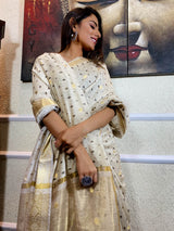 Porcelain White Uppada Cotton Silk Saree