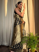 Midnight Black Banarasi Silk Saree