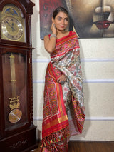 Off White Kalamkari Tussar Silk Saree