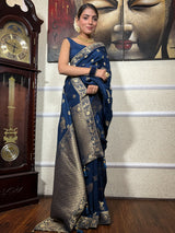 Midnight Blue Banarasi Uppada Silk Saree
