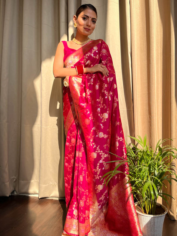 Queen Pink Banarasi Silk Saree