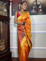 Mustard Yellow Banarasi Patola Silk Saree