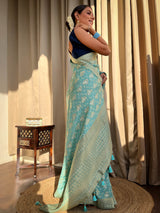 French Green Banarasi Uppada Silk Saree