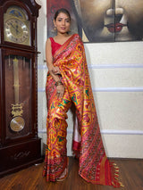 Mustard Yellow Patola Tussar Silk Saree