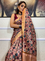 Garnet Brown Uppada Cotton Silk Saree
