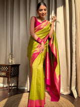Mehendi Green Kanjeevaram Silk Saree