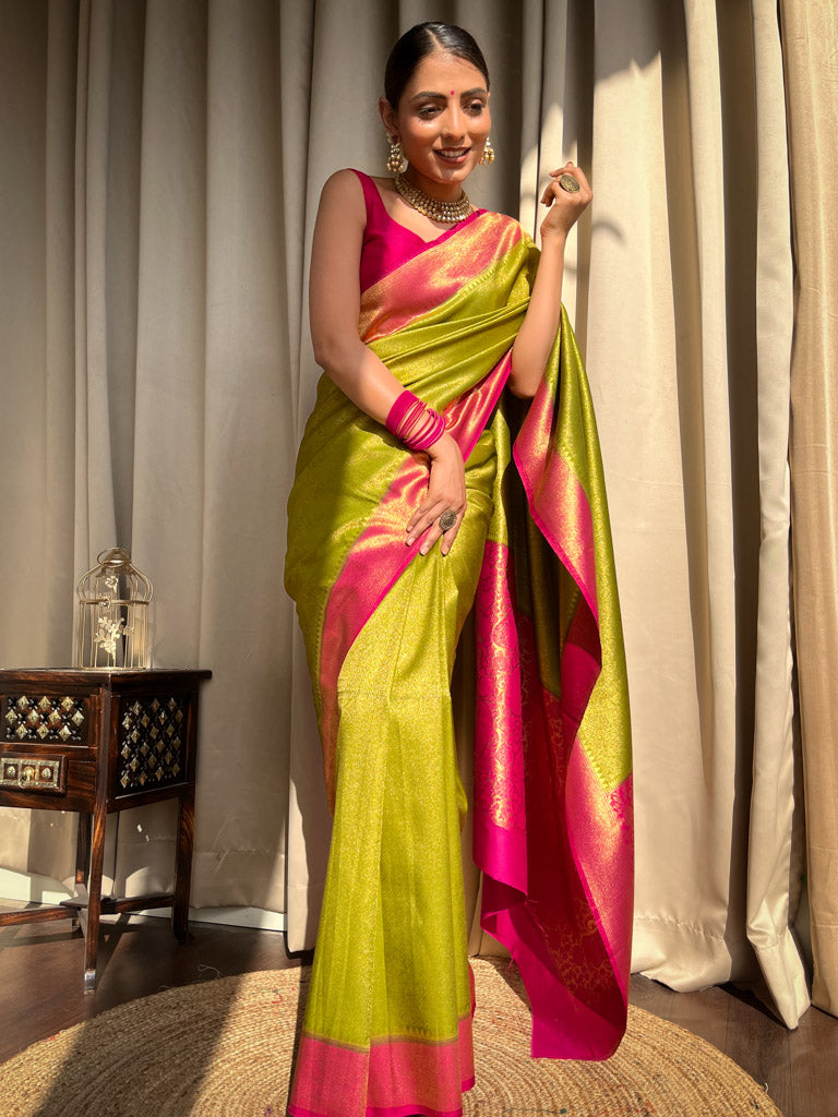 Mehendi Green Kanjeevaram Silk Saree