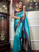 Turquise Blue Kanjeevaram Silk Saree