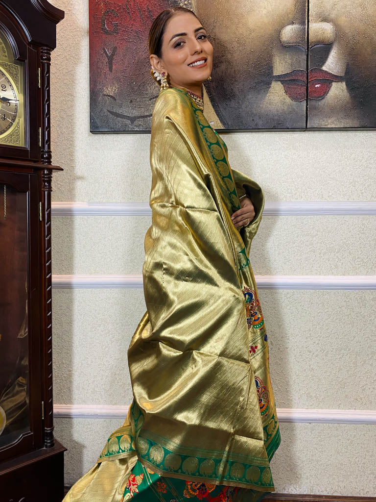 Bottle Green Banarasi Silk Saree
