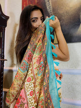 Parchment Tan Linen Silk Saree
