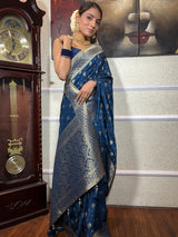 Midnight Blue Banarasi Uppada Silk Saree