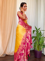 Mustard Rani Hand Dyed Banarasi Silk Saree