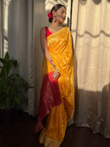 Mustard Yellow Banarasi Uppada Silk Saree