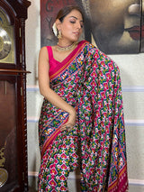Queen Pink Mulberry Silk Patola Saree