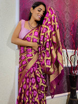 Mulberry Wine Georgette Bandhej Saree
