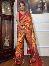 Mustard Yellow Patola Tussar Silk Saree