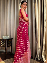 Queen Pink Banarasi Khaddi Weaved Georgette Saree