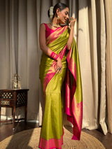 Mehendi Green Kanjeevaram Silk Saree