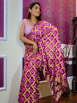 Mulberry Wine Georgette Bandhej Saree