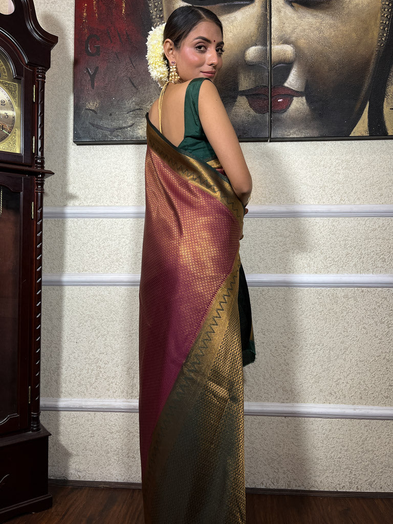 Sangria Wine Kanjeevaram Silk Saree