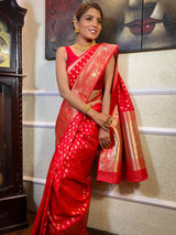 Scarlet Red Banarasi Katan Silk Saree
