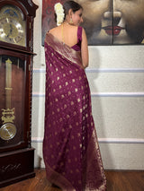Plum Wine Banarasi Uppada Silk Saree