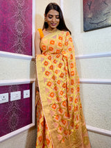 Pastel Orange Georgette Bandhej Saree
