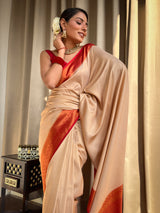 Off White Kanjeevaram Silk Saree