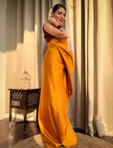 Medallion Golden Yellow Kanjeevaram Silk Saree