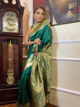 Peacock Green Banarasi Silk Saree