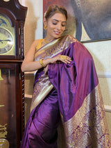 Eggplant Shaded Banarasi Silk Saree